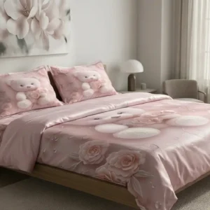 Krownliving 7D Glace Cotton Teddy Print Bedsheet