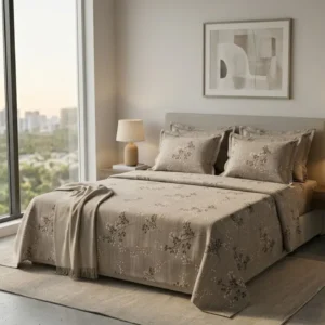 KrownLiving Walnut Leaf Soft Feel Bedsheet Set (2+1)