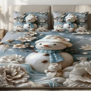 Krownliving 7D Glace Cotton Snowman Print
