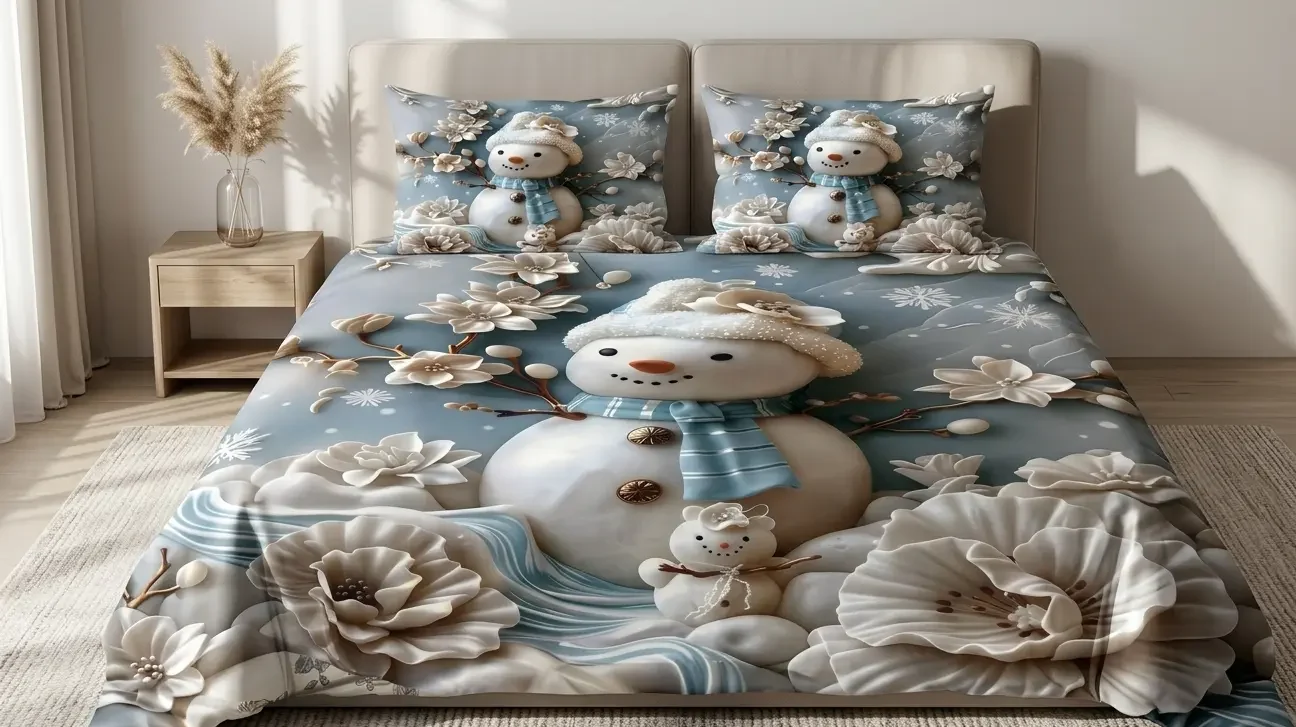 Krownliving 7D Glace Cotton Snowman Print